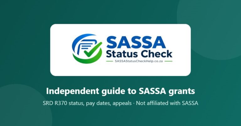 SASSA Status Check Help logo with the words Independent guide to SASSA grants
